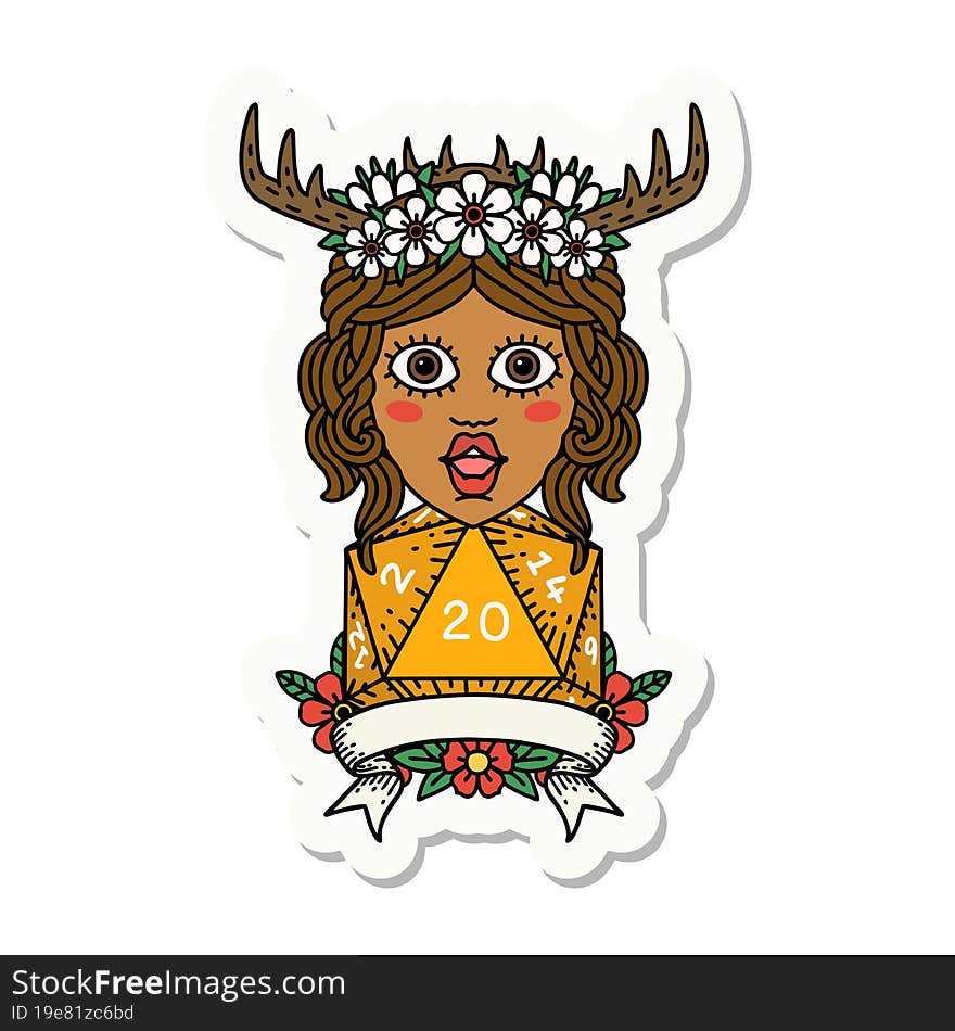 human druid with natural twenty roll sticker