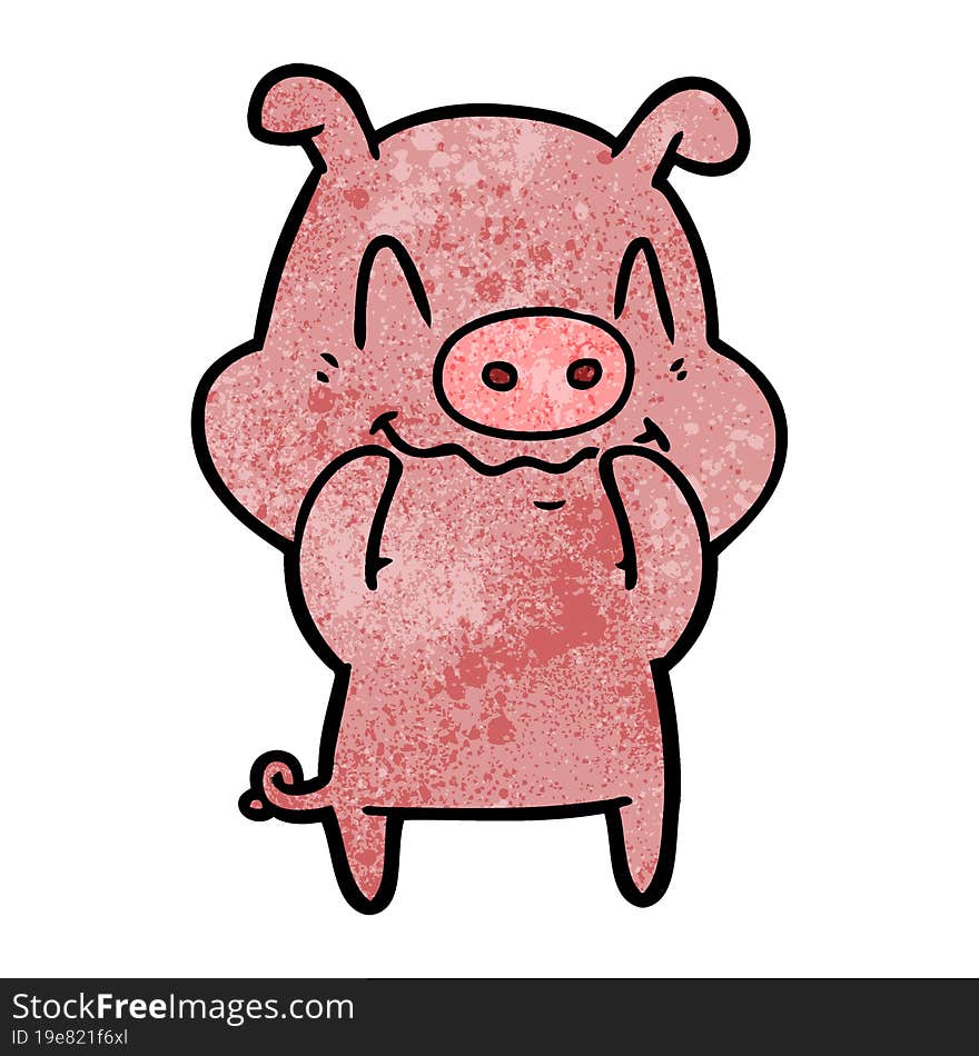 nervous cartoon pig. nervous cartoon pig