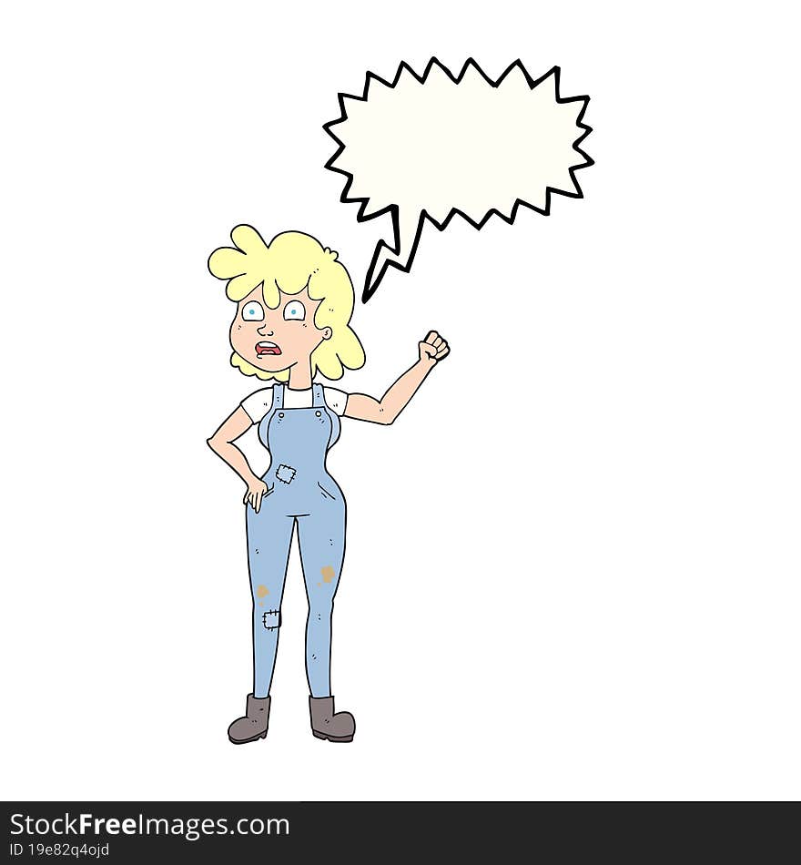 speech bubble cartoon woman shaking fist