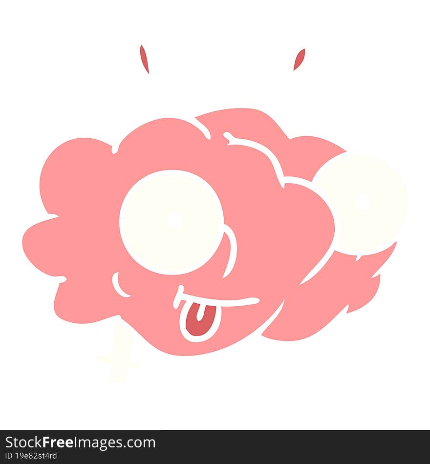 funny flat color style cartoon brain