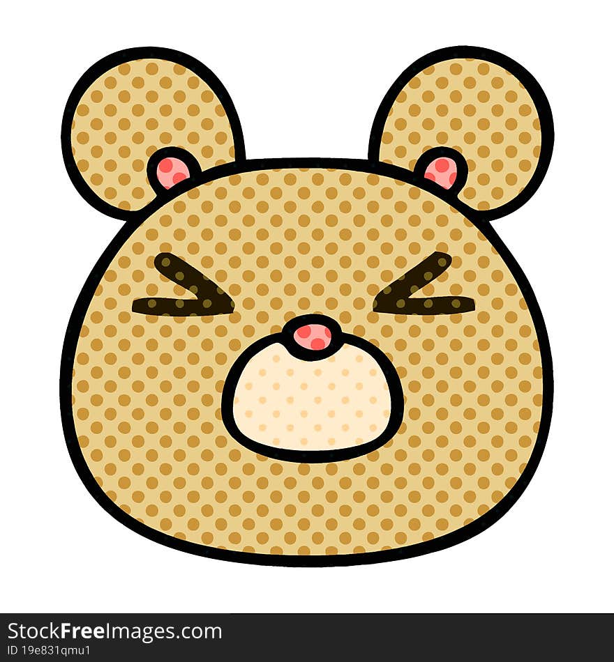 comic book style quirky cartoon bear face. comic book style quirky cartoon bear face