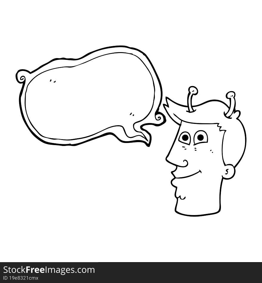 Speech Bubble Cartoon Alien Man