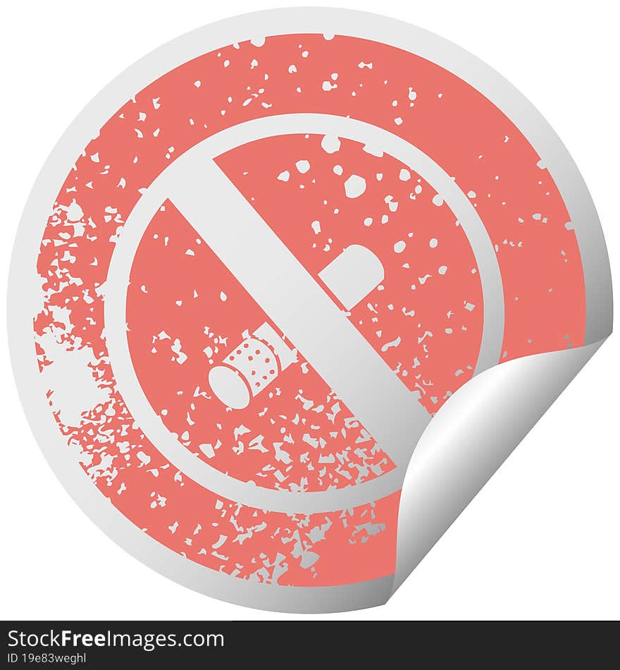 Distressed Circular Peeling Sticker Symbol No Smoking Allowed Sign