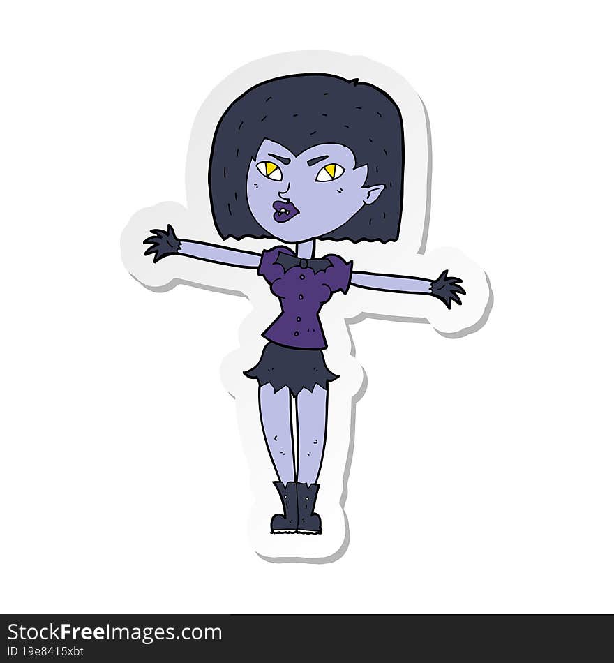 sticker of a cartoon vampire girl