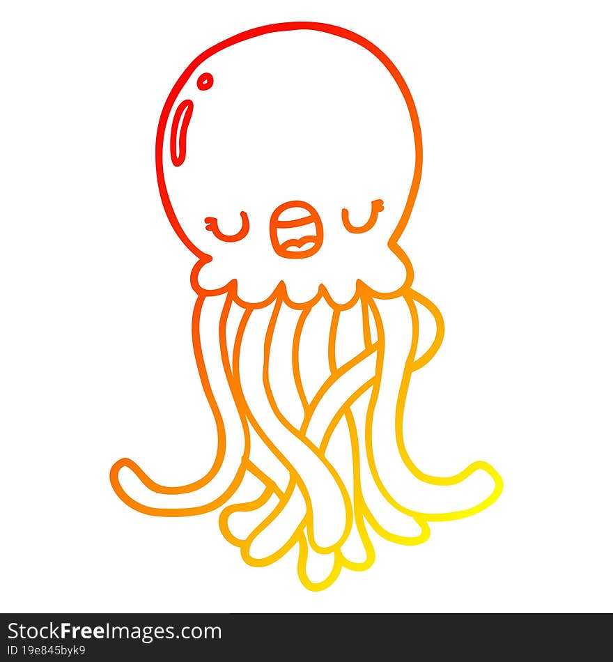 warm gradient line drawing cartoon jellyfish