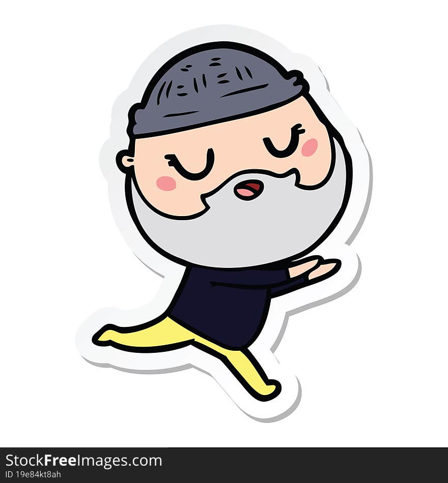 sticker of a cartoon man with beard