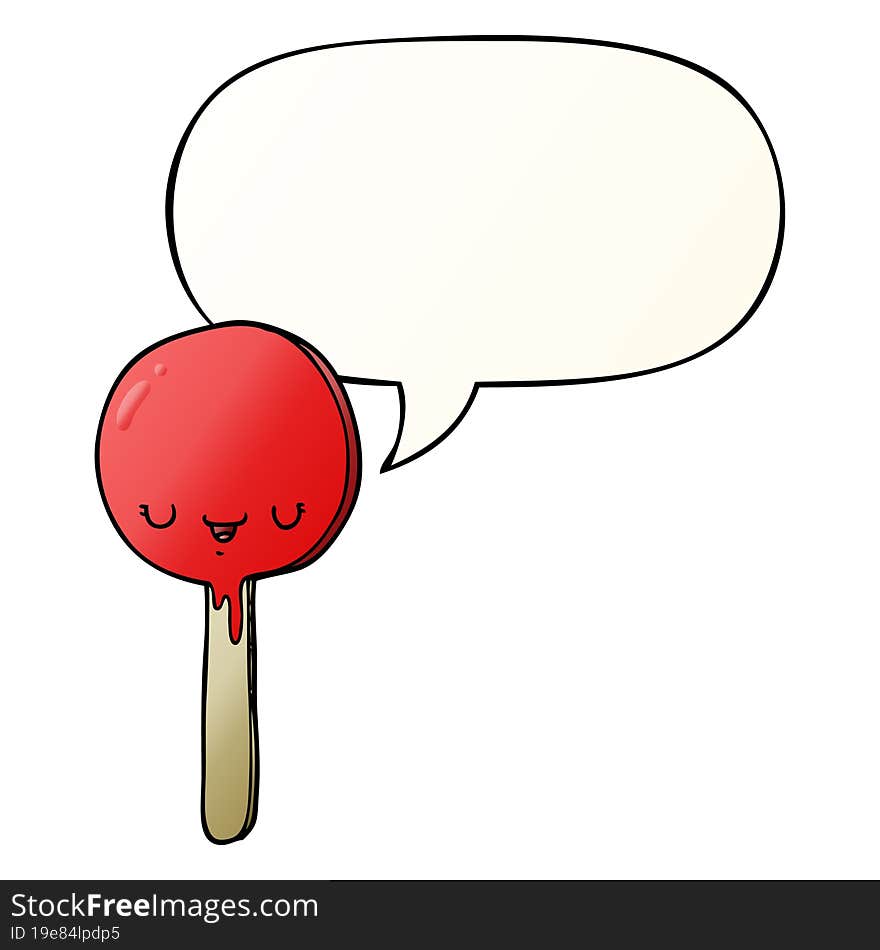 cartoon candy lollipop and speech bubble in smooth gradient style