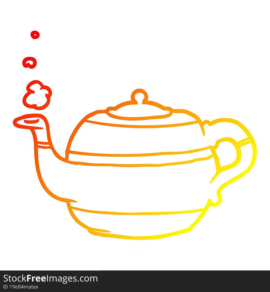 warm gradient line drawing tea pot