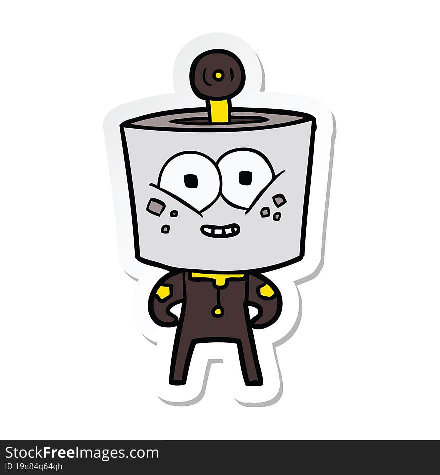 sticker of a happy cartoon robot