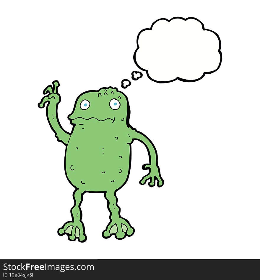 cartoon frog with thought bubble