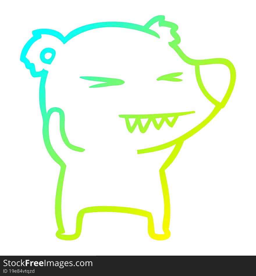 cold gradient line drawing angry polar bear cartoon