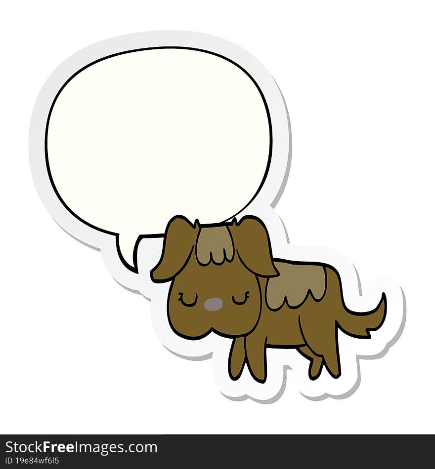 cartoon dog with speech bubble sticker. cartoon dog with speech bubble sticker