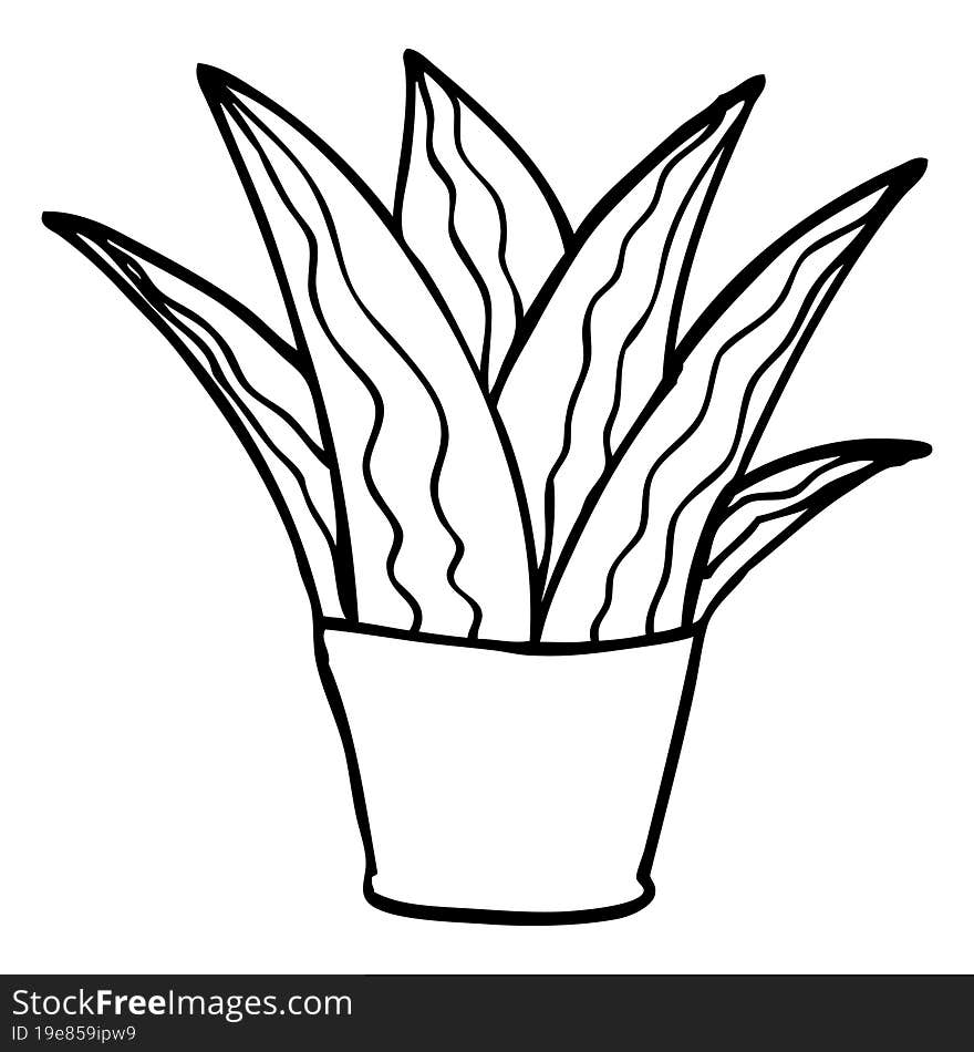 Line Drawing Cartoon House Plant