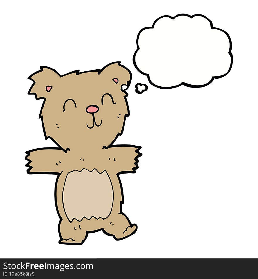 Cartoon Cute Teddy Bear With Thought Bubble