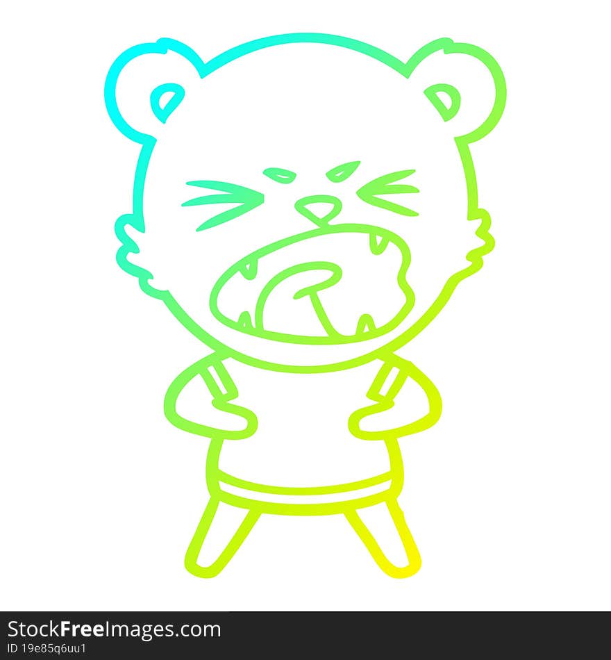 cold gradient line drawing angry cartoon bear