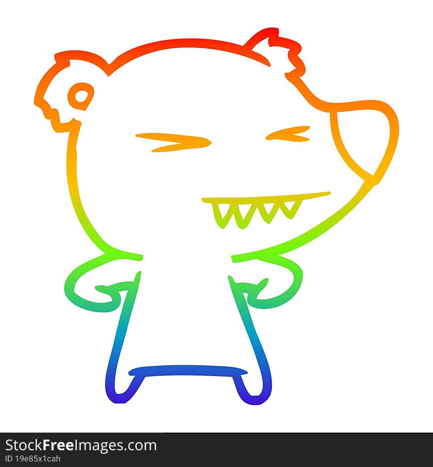 rainbow gradient line drawing angry polar bear cartoon