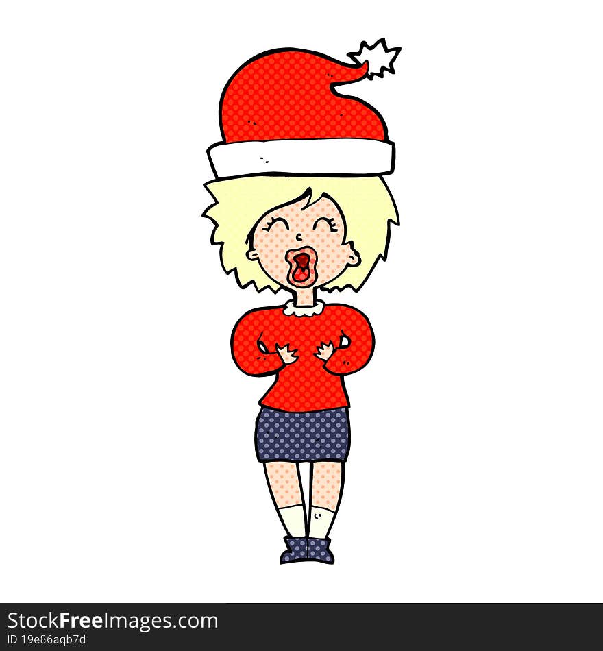 cartoon woman getting ready for christmas