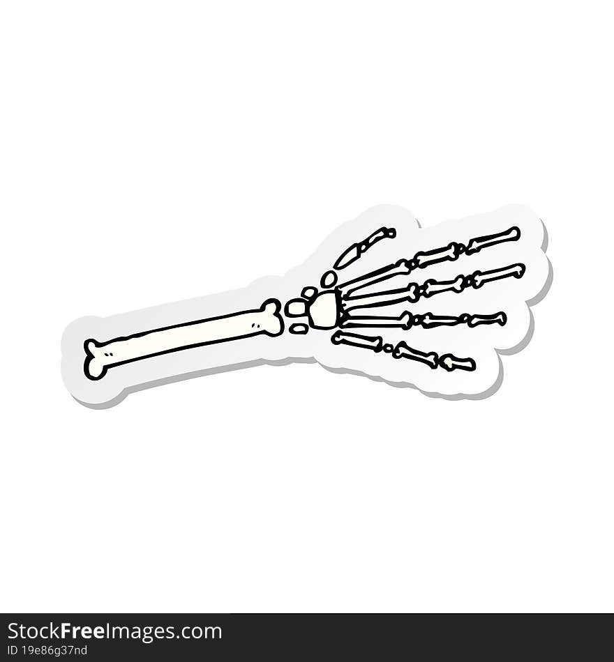 Sticker Of A Cartoon Skeleton Hand