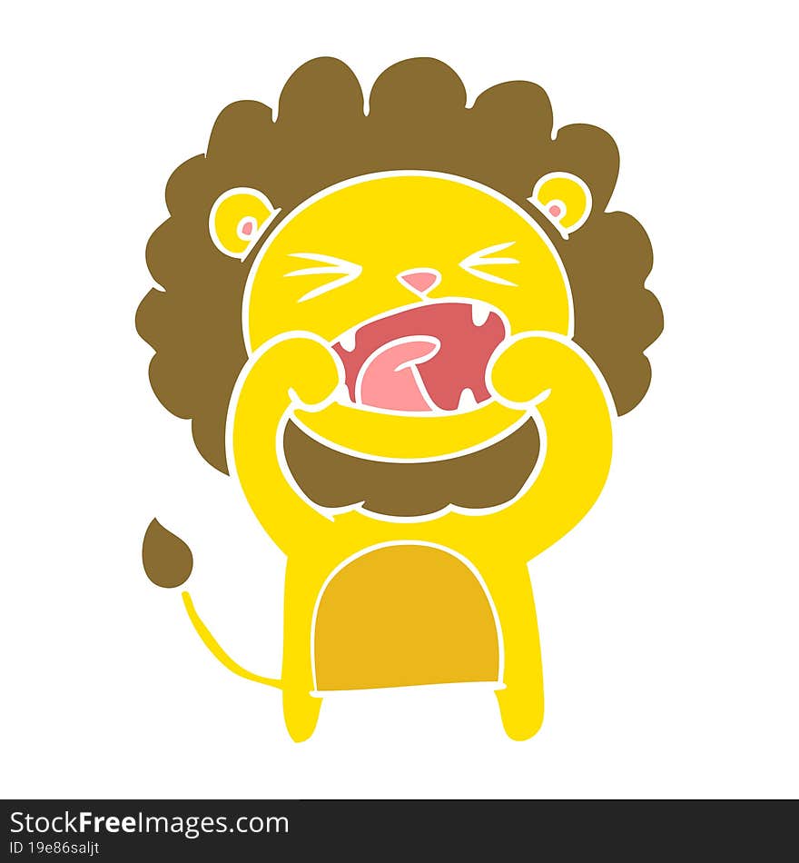 Flat Color Style Cartoon Lion