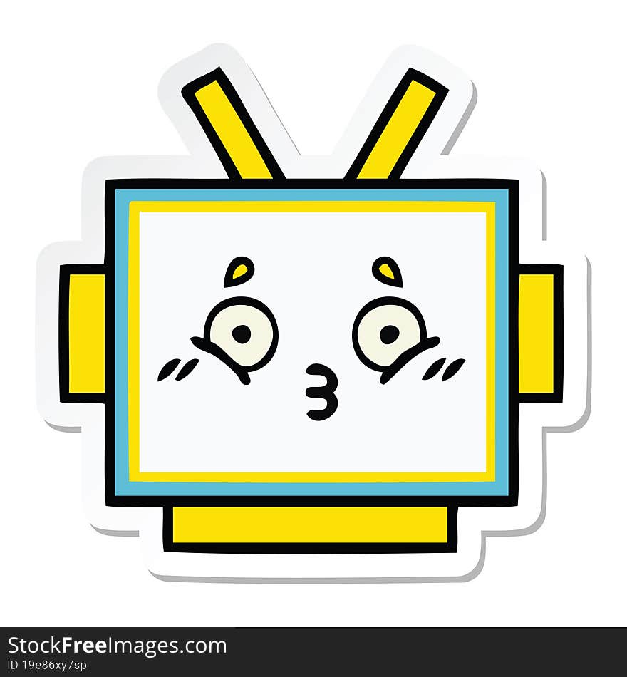 sticker of a cute cartoon robot head