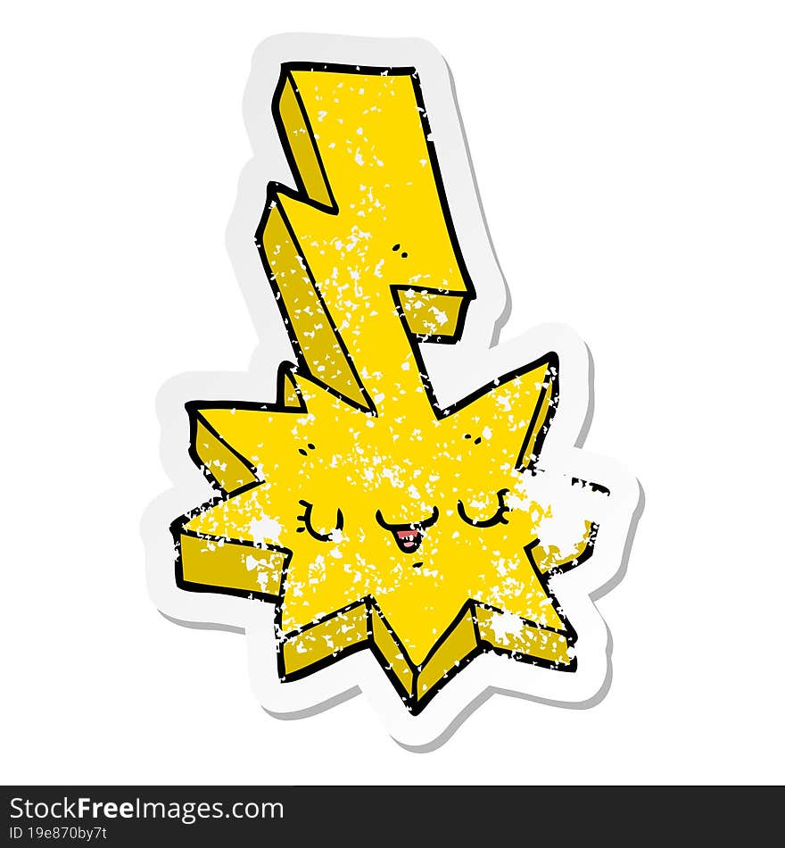 Distressed Sticker Of A Cartoon Lightning Strike