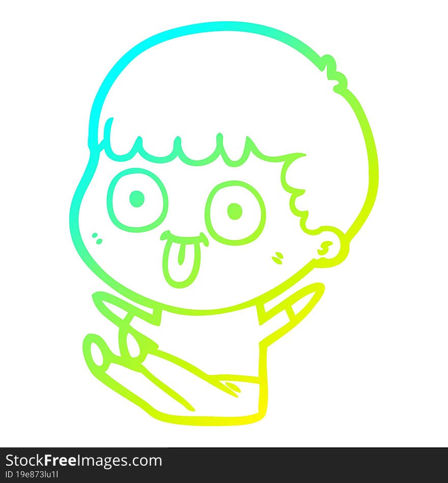 cold gradient line drawing cartoon man staring