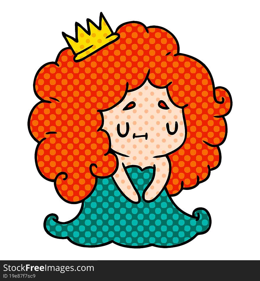 cartoon illustration of a cute kawaii princess girl. cartoon illustration of a cute kawaii princess girl