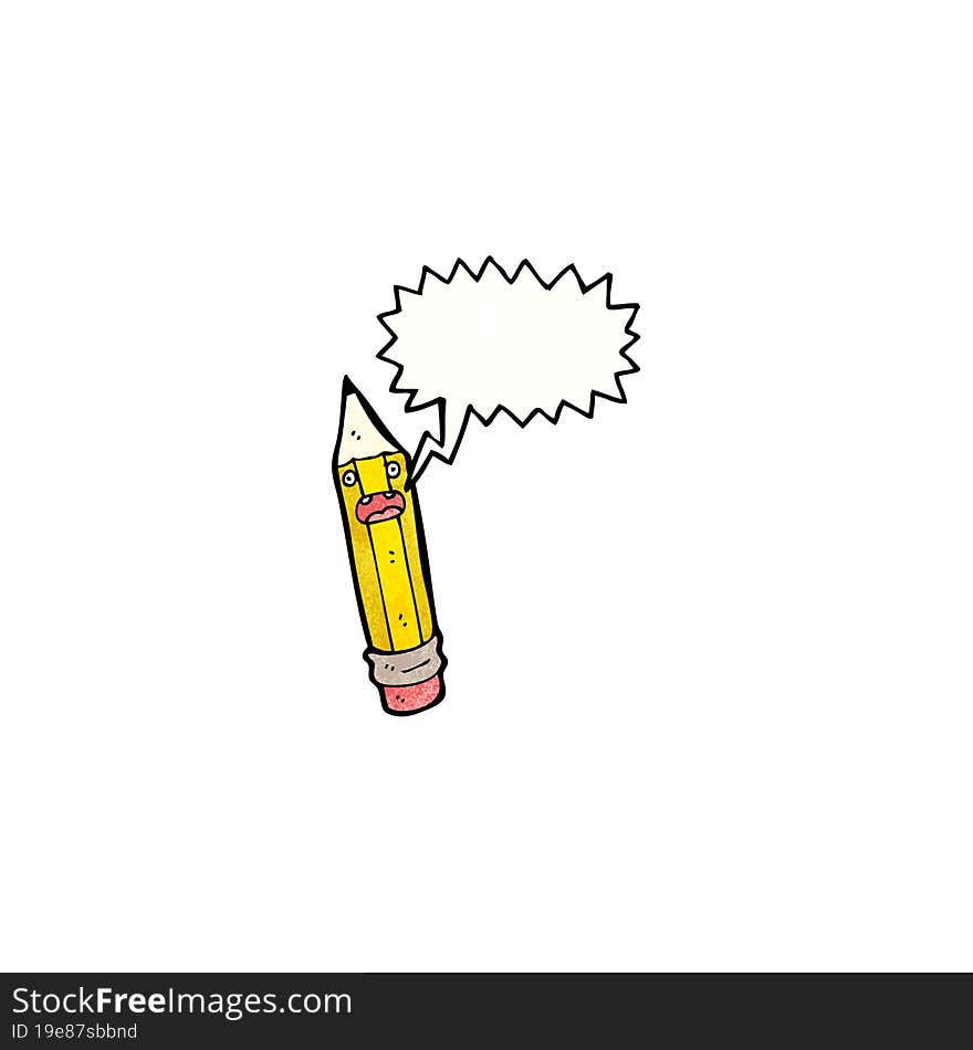 Cartoon Pencil With Speech Bubble