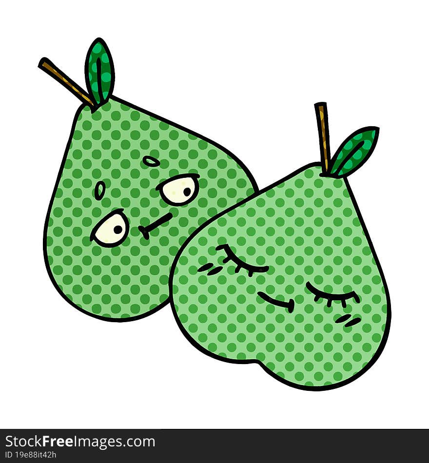 comic book style cartoon green pear