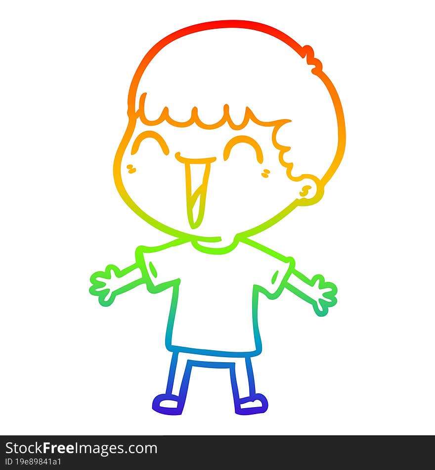 Rainbow Gradient Line Drawing Cartoon Happy Man