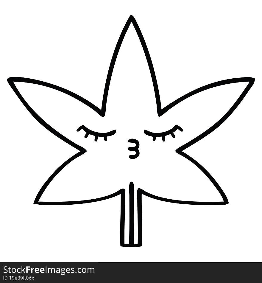 line drawing cartoon marijuana leaf