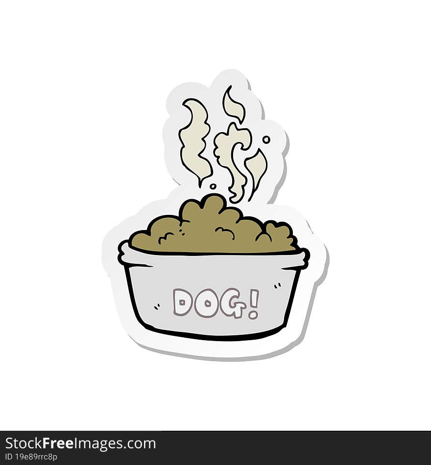 sticker of a cartoon dog food