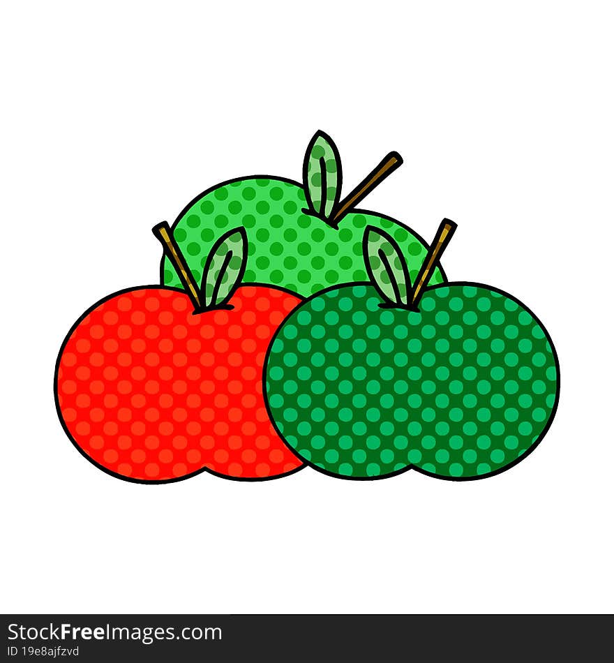 Comic Book Style Cartoon Apples