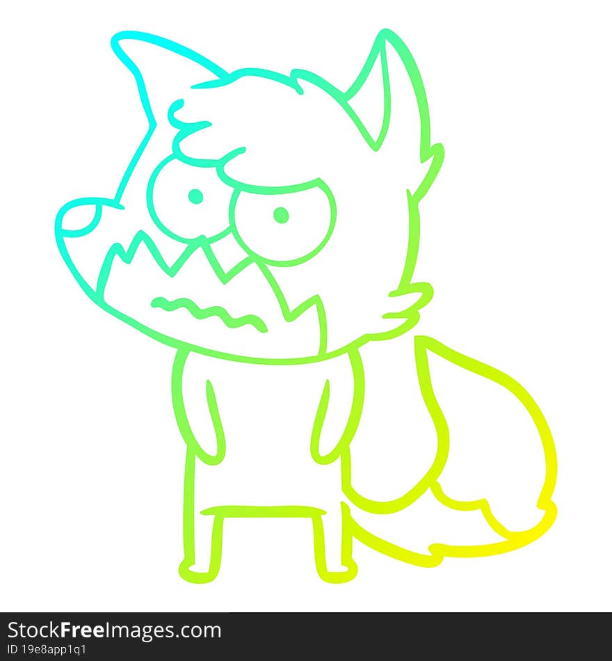 cold gradient line drawing cartoon annoyed fox