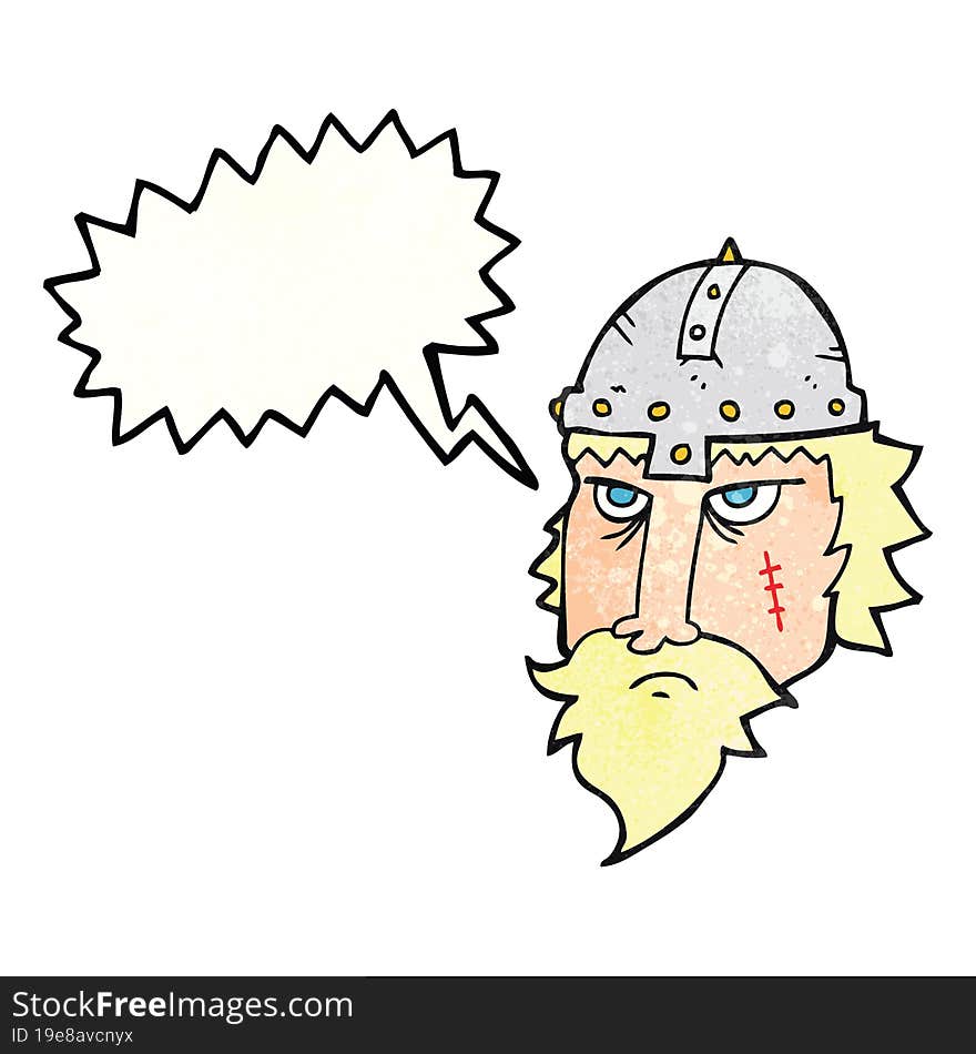 freehand speech bubble textured cartoon viking warrior