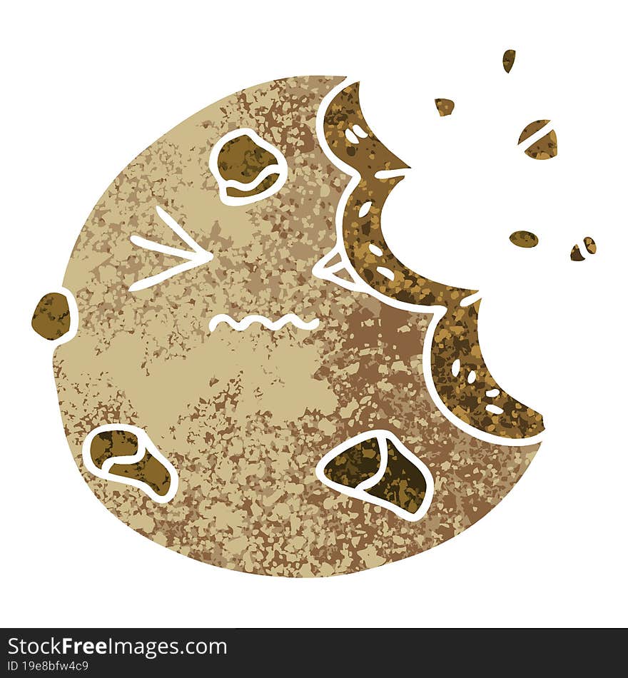 quirky retro illustration style cartoon munched cookie