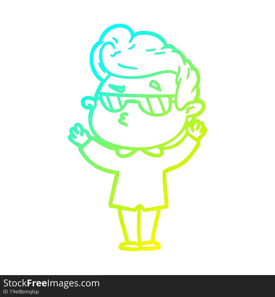 Cold Gradient Line Drawing Cartoon Cool Guy