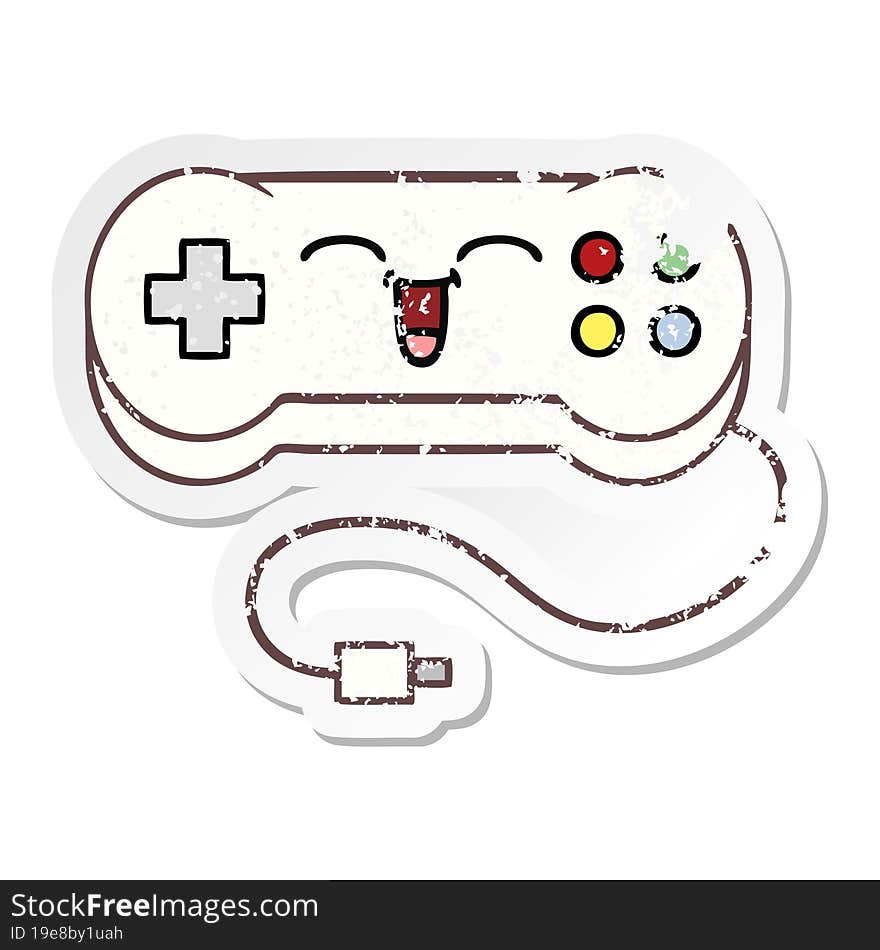 distressed sticker of a cute cartoon game controller