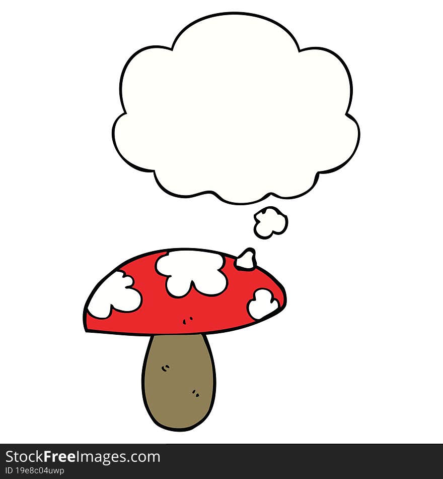 Cartoon Mushroom And Thought Bubble