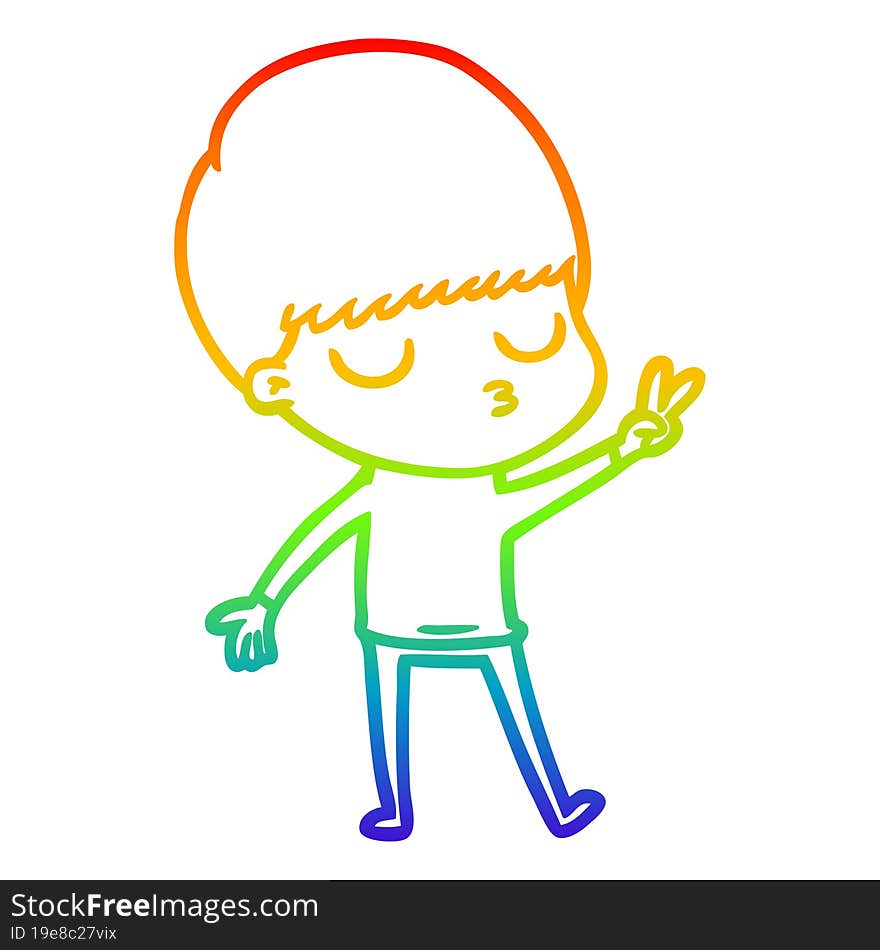 rainbow gradient line drawing cartoon calm boy