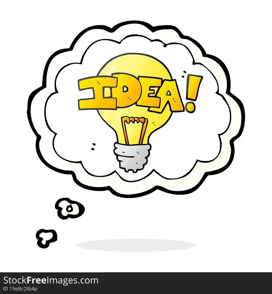 freehand drawn thought bubble cartoon idea light bulb symbol