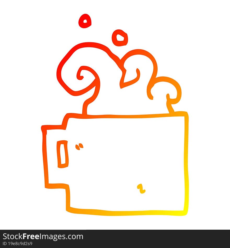 warm gradient line drawing cartoon hot cup of coffee