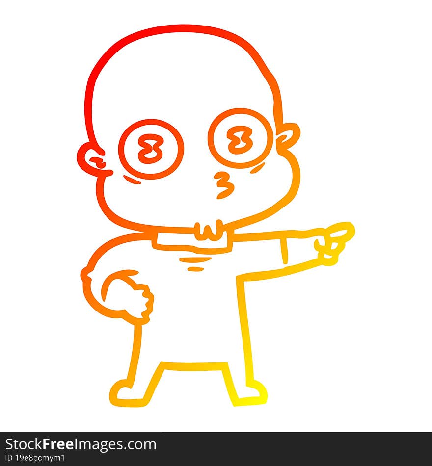 Warm Gradient Line Drawing Cartoon Weird Bald Spaceman