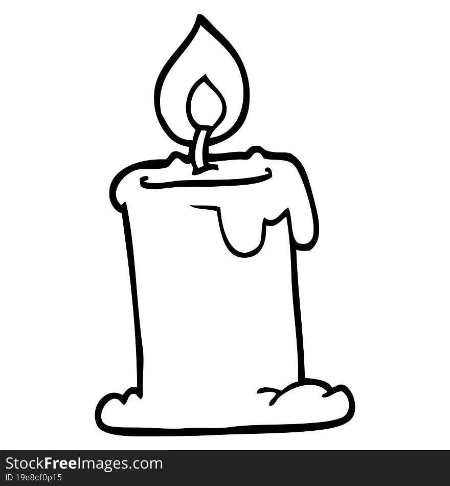 line drawing cartoon candle burning