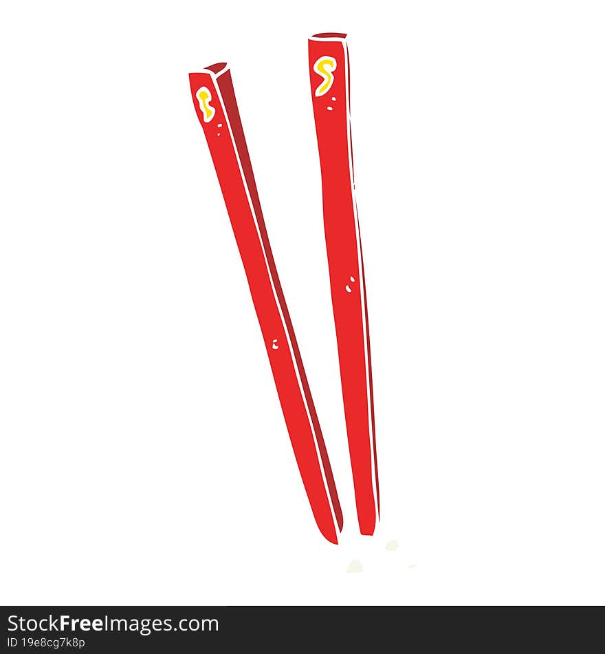 Flat Color Illustration Of A Cartoon Chopsticks