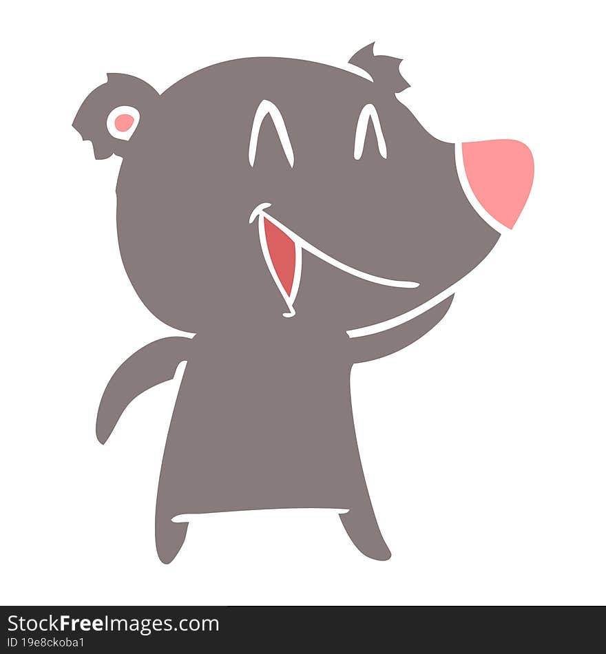 laughing bear flat color style cartoon