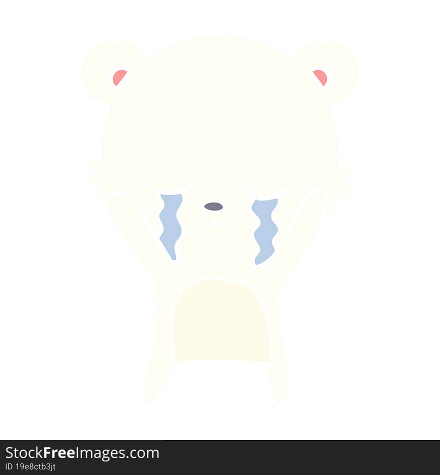 Crying Flat Color Style Cartoon Polarbear