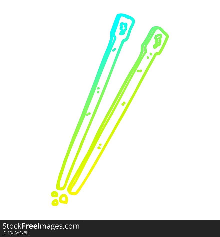 Cold Gradient Line Drawing Cartoon Chop Sticks