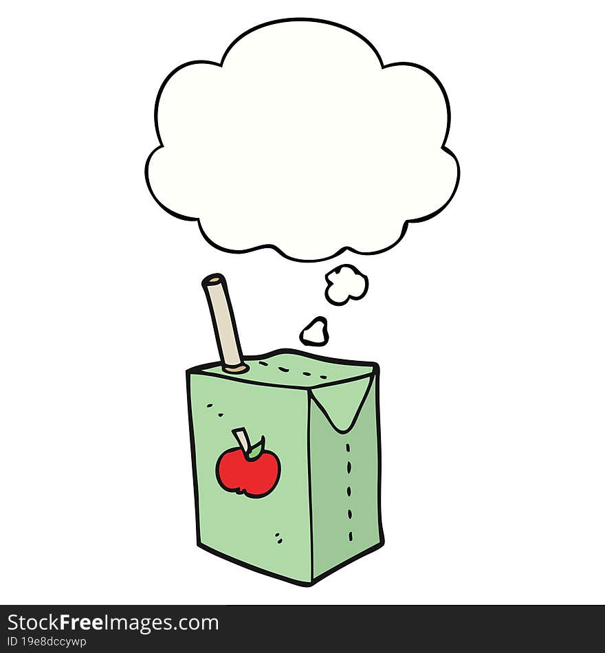 cartoon apple juice box and thought bubble