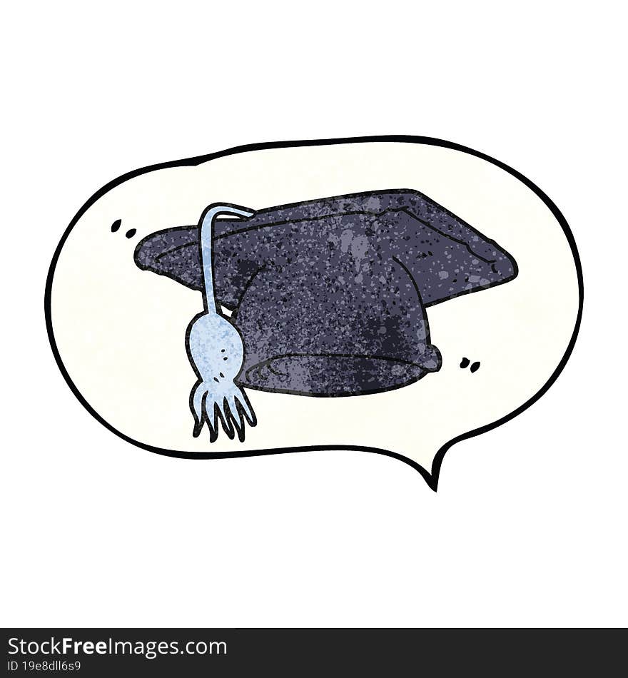 speech bubble textured cartoon graduation cap